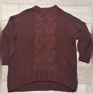 Brand New Aerie Women's Burgundy Cable Knit Sweater